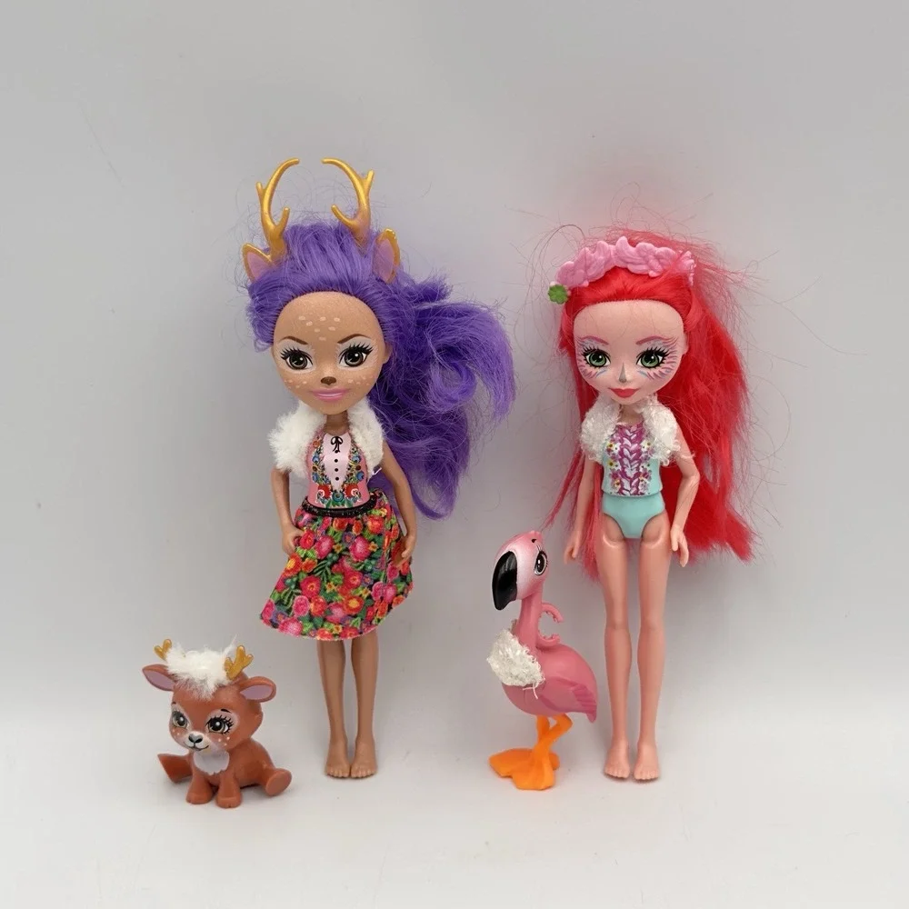 Mattel‎ Enchantimals Lot of 5 Fashion Dolls Pet Animals Skink Fox Reindeer